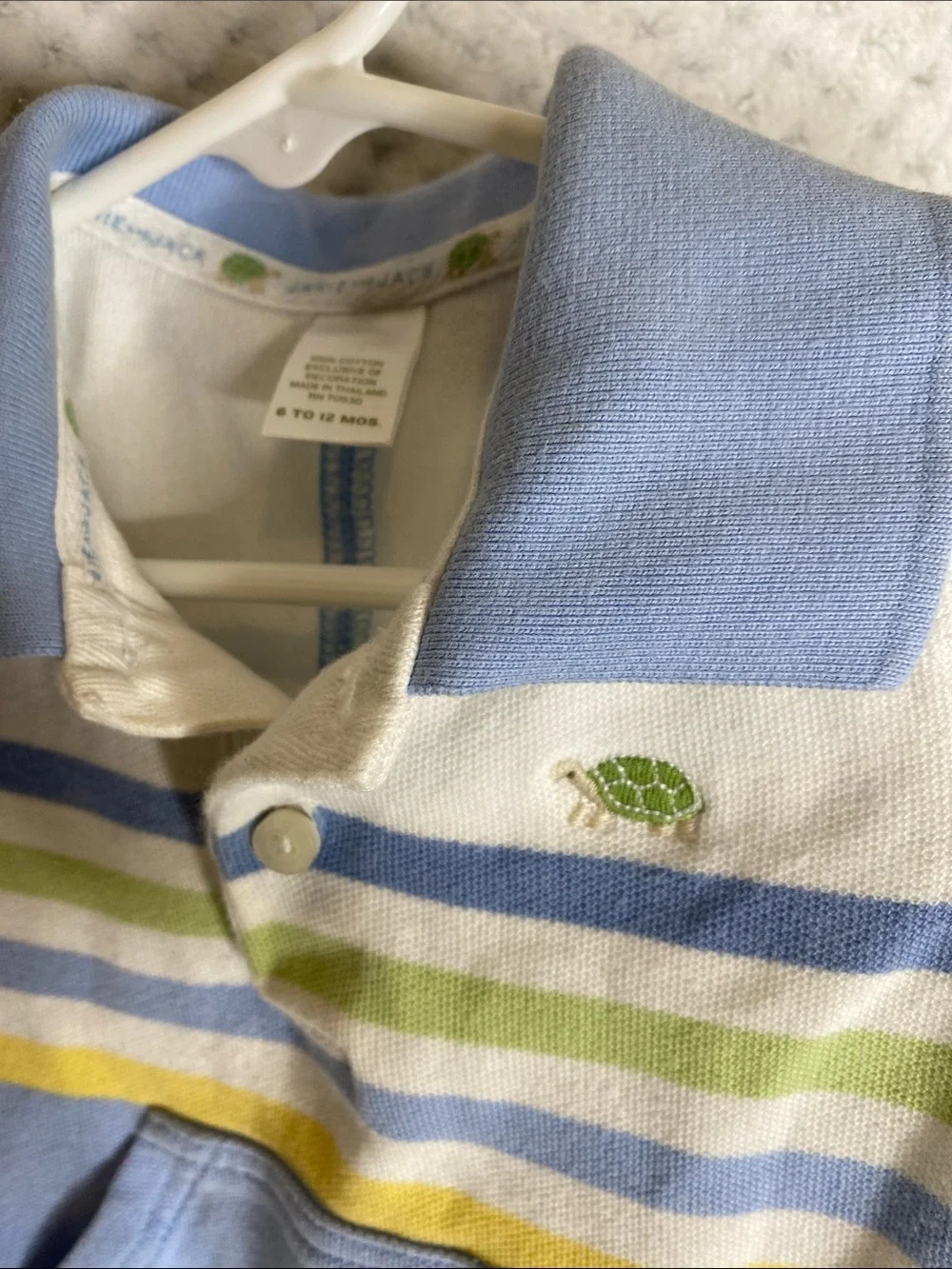 Janie and Jack Vintage Polo Romper with Turtle and Stripes